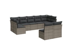 Conjunto 9 de muebles de jardín VIDAXL y cojines ratán sintético gris