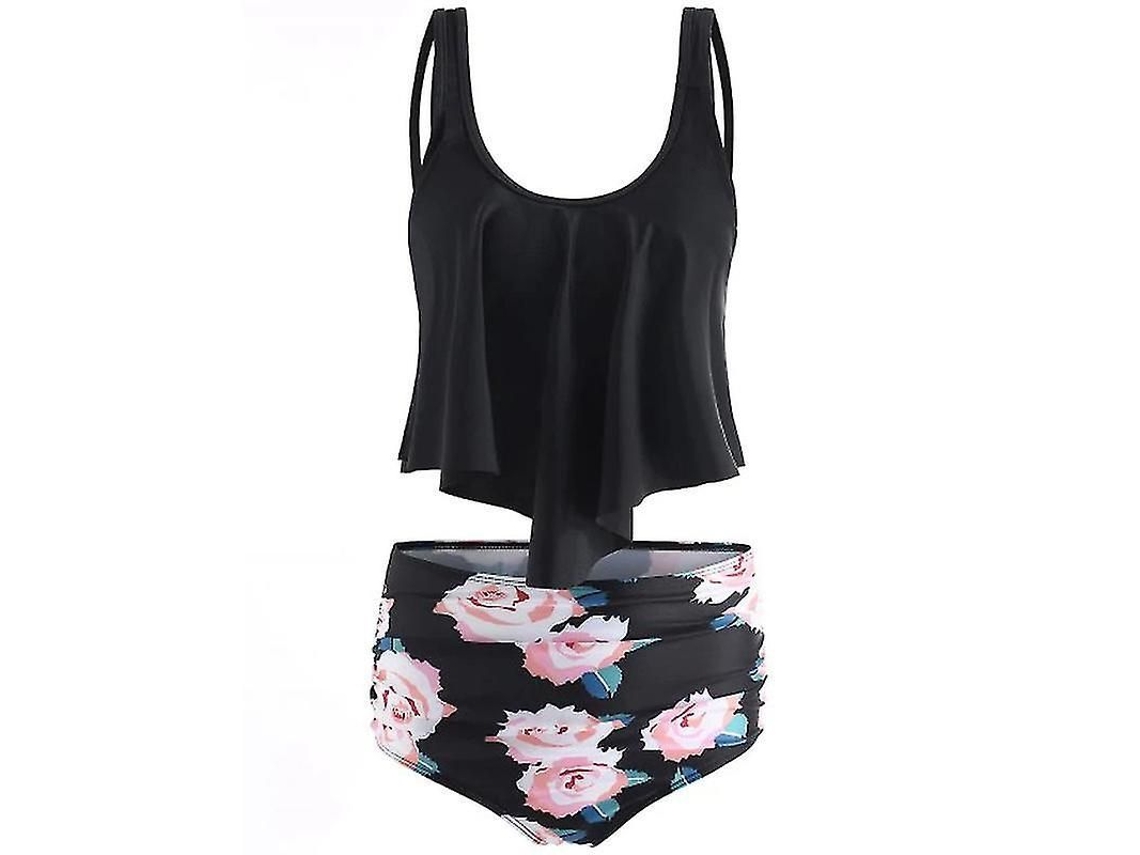 2026-conjunto De Bikini Tankini Con Volantes Para Mujer Traje De Baño De Cintura Alta Para Playa Polyester Relleno