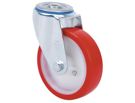Rueda giratora agujero m12 20zv200-pob nylon blanco-poliur.rojo eje bolas ALEX