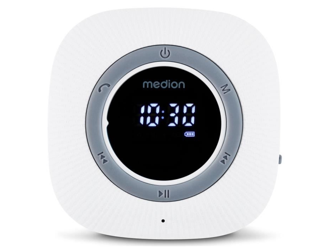 Radio de baño Bluetooth Medion FM con fijación por ventosa IPX6, color blanco