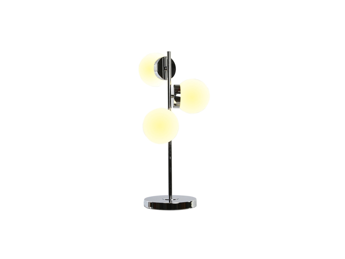 Lampara Sobremesa Cristal Metal 3 Bolas 26x26x59cm
