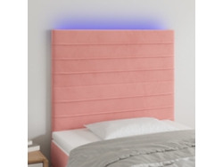 Cabecero Con Luces Led Terciopelo Rosa 80x5x118/128 Cm