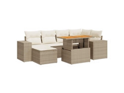 Maison Exclusive - Set Sofás De Jardín 7 Piezas Y Cojines Ratán Sintético Beige