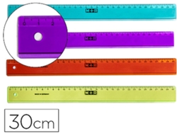 Regla 30cm Plástico Colores Surtidos Graduada y Biselada0