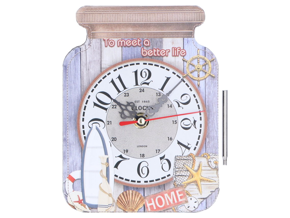 Reloj de cocina de MDF con movimiento de cuarzo, silencioso y decorativo con barra de metal.