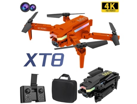 XT8 Mini Drone (4K - Duración de la batería: 10 min - Naranja) YIZHOOD