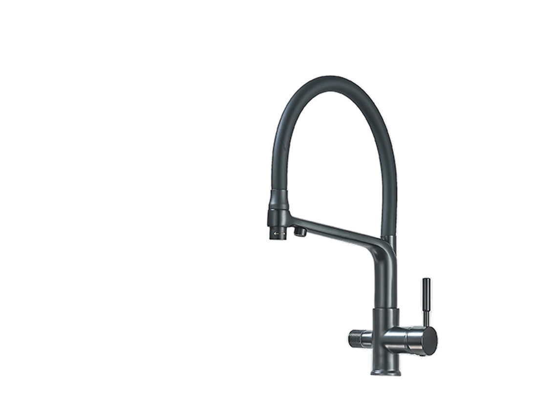 Grifo de cocina extraíble, manguera flexible negra, negro mate OEM