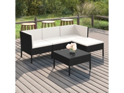 Conjunto de jardín de 5 piezas DKD Home Decor con cojines de mimbre negros