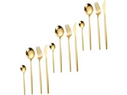 Juego de cubiertos de acero inoxidable dorado Gokoco de 12 piezas (cuchara, tenedor y cuchillo) Utensilios de cocina