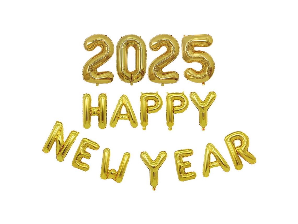Fiesta de Nochevieja 2025 Conjunto Delgado Ouro Happy 2025