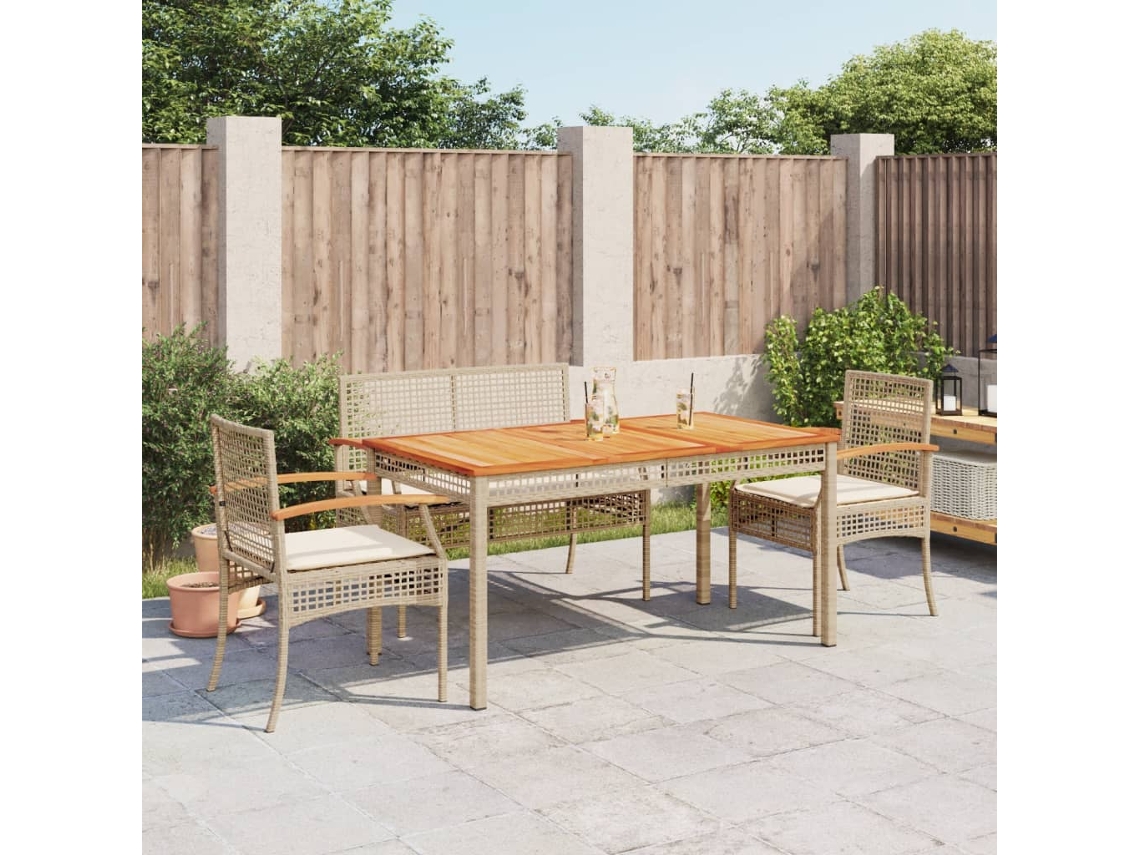 Conjunto de comedor de jardín de 4 piezas DKD Home Decor con cojines de mimbre beige