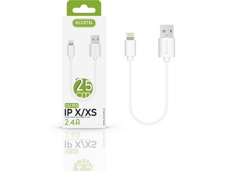 Cable para iPhone 12 Pro Max ACCETEL CU-253 (Lightning - 0.25 m - Blanco)
