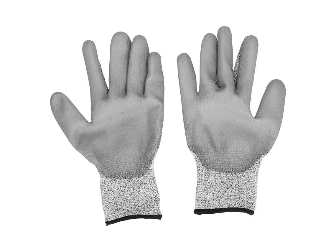 Guantes grises resistentes a cortes de nivel 5 para jardinería y trabajos al aire libre
