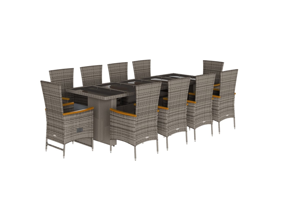 Maison Exclusive - Set De Comedor De Jardín 11 Pzas Y Cojines Ratán Sintético Gris