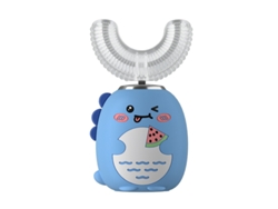 Cepillo de dientes eléctrico infantil, en forma de U, con diseño de dinosaurio de dibujos animados, lavable 360°, recargable (azul) Specment