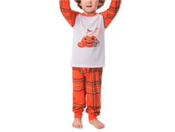 Pijama familiar navideño Kkpm con estampado de calabazas y cuadrados, conjunto de pijama para niño de 8 a 9 años.