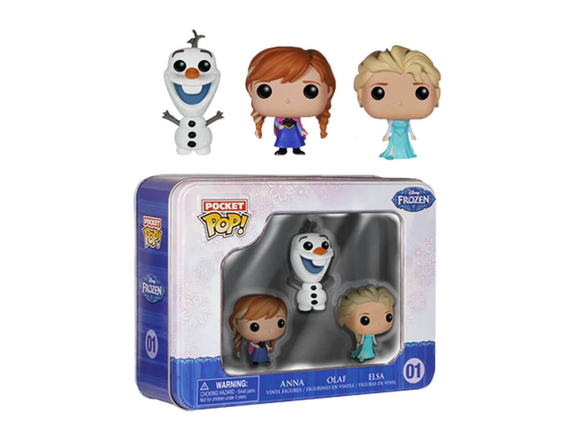 Funko FROZEN Elsa Anna y Olaf Pocket Pop! Paquete de 3 latas.