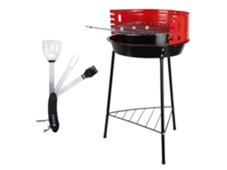 Barbacoa de carbón Wellhome de 32x33x55cm con utensilios
