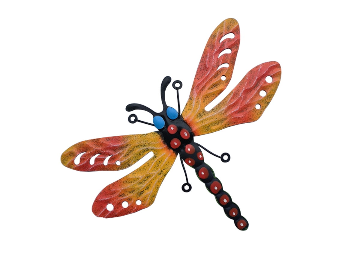 Colgante de pared de hierro con forma de libélula y abeja para decoración de jardín.