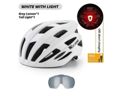 Casco de ciclismo unisex con luz trasera, gafas y visera solar. Ideal para bicicletas de montaña, de carretera y eléctricas.