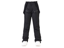 Pantalones de esquí unisex, cálidos, resistentes al viento y al agua, con correas ajustables y desmontables, color negro XL