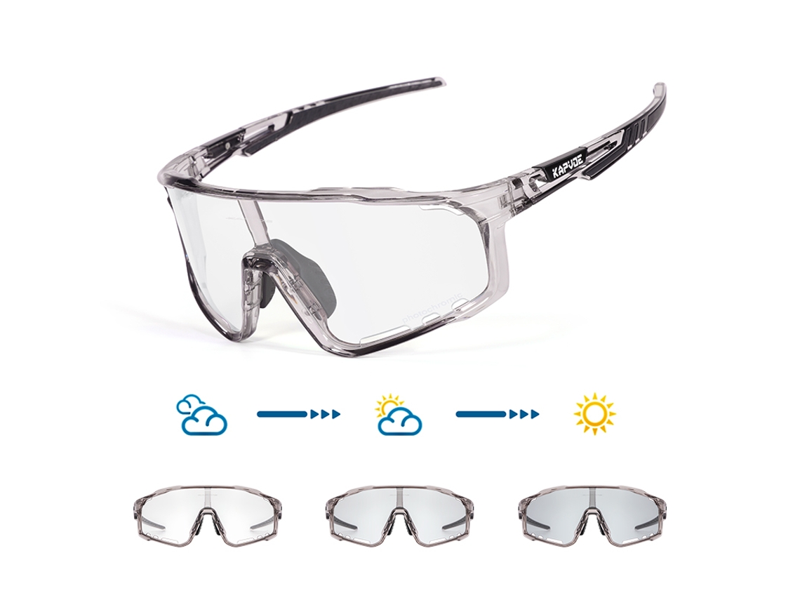 Gafas de ciclismo fotocromáticas unisex con protección UV400. Mdug (plata 1)