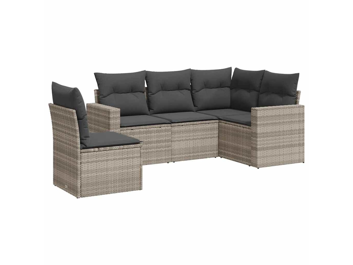 Maison Exclusive - Set De Sofás Jardín Y Cojines 5 Pzas Ratán Sintético Gris Claro