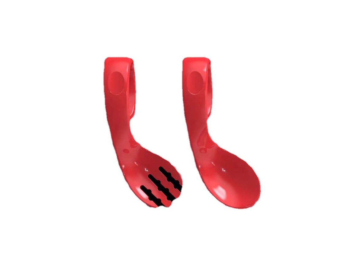 Cuchara De Entrenamiento Flexible Para La Alimentación Del Bebé, Boca Pequeña Curva, Reutilizable, Roja.