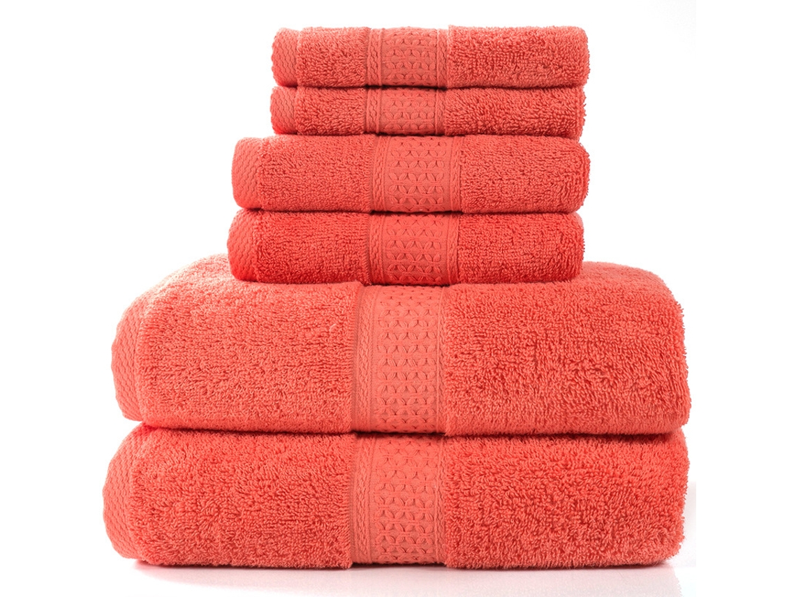 Juego De Tres Toallas De Baño De Algodón Puro, Gruesas, Suaves Y Muy Absorbentes, Color Rojo. Siurn