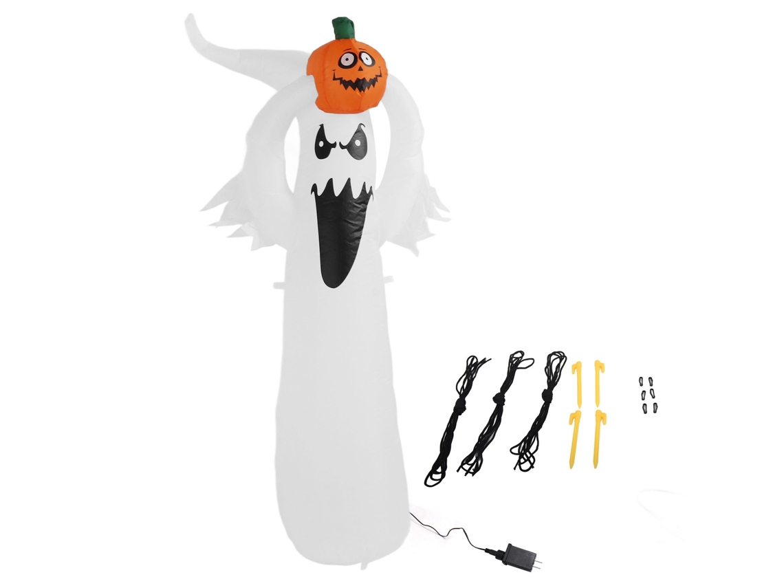Fantasma Inflable De Halloween Con Cabeza De Calabaza, 1,8 M, Luces Led Para Decoración De Jardín, Enchufe Usb.