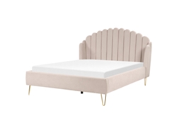 Cama con somier BELIANI Ambillou de Poliéster Beige 177x214x126