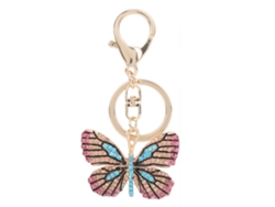 Llavero De Mariposa De Aleación De Zinc Azul Claro Con Cristales Brillantes Para Mochila/cartera