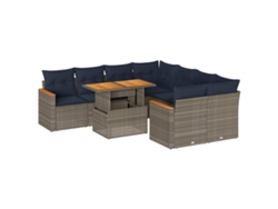 Maison Exclusive - Set De Sofás De Jardín Con Cojines 9 Pzas Ratán Sintético Gris