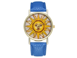 Reloj De Pulsera Analógico Con Correa De Pu, Movimiento De Cuarzo, Azul Real Para Mujer Y Hombre.