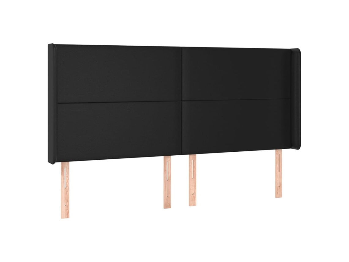 Maison Exclusive - Cabecero Con Orejas De Cuero Sintético Negro 163x16x118/128 Cm