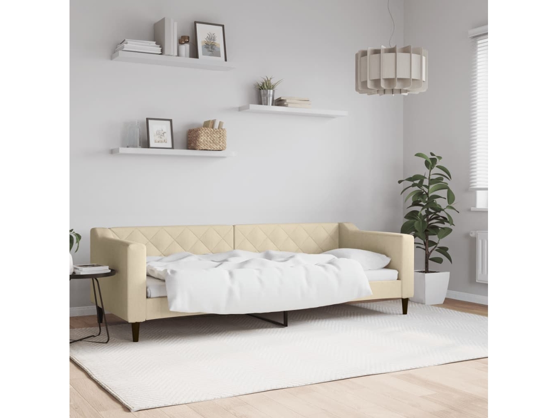 Sofá Cama Sin Colchón Tela Crema 80x200 Cm