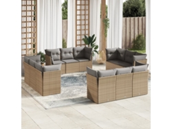 Conjunto de sofá de jardín de 12 piezas con cojines, mimbre sintético beige, Dkd Home Decor