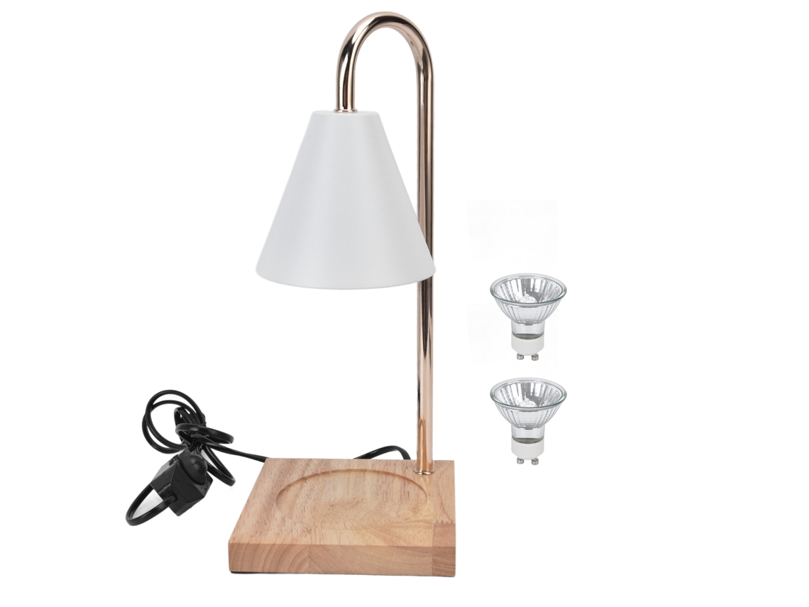 Rebe-lámpara Calentador De Velas Con Varilla De Hierro Ajustable Brillo Base De Madera Eléctrica Para Habitación