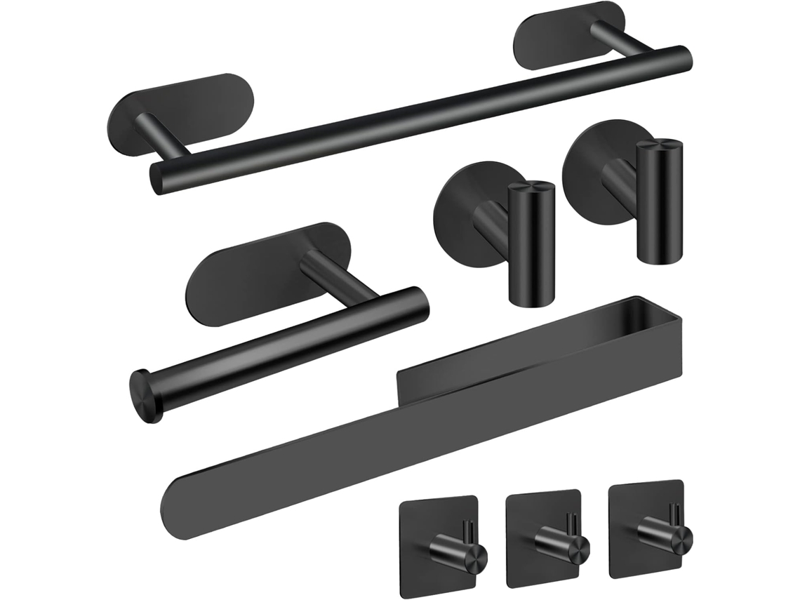 Toallero de baño, juego de 8 piezas, accesorios de baño de acero inoxidable 304 grueso de alta calidad, soporte autoadhesivo