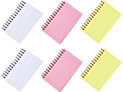 Juego De 6 Cuadernos Rayados Con Espiral, 7,6 X 12,7 Cm, Blanco, Rosa Y Amarillo.