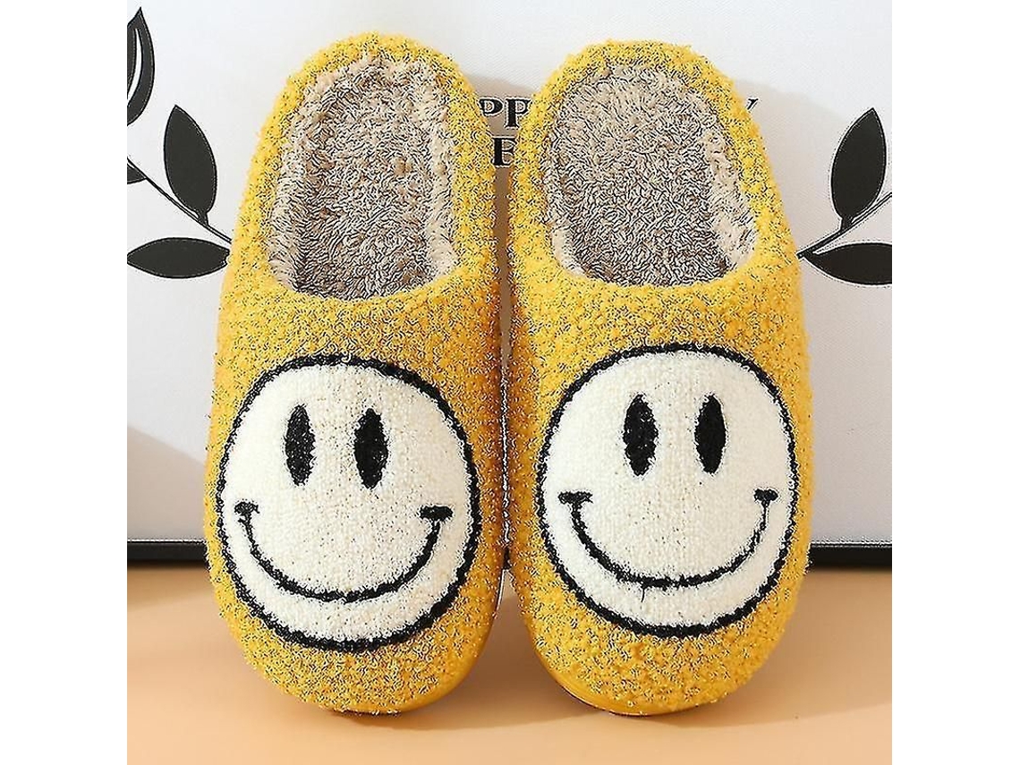 2026-pantuflas Suaves De Peluche Con Cara Sonriente Para Parejas Abrigo Cálido Interior Invierno