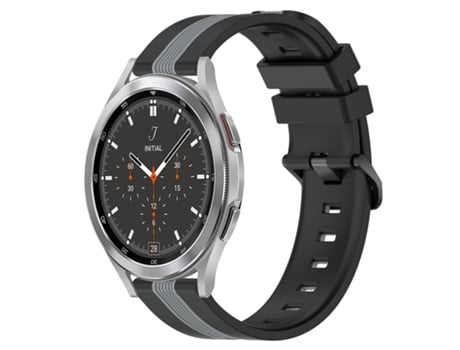 Correa de reloj inteligente para Samsung Galaxy Watch4 Classic 46 mm 20 mm Correa de reloj de silicona vertical de dos colores (negro + gris)