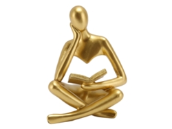 Estatua de Pensador leyendo, resina, oro, decoración para sala de estar