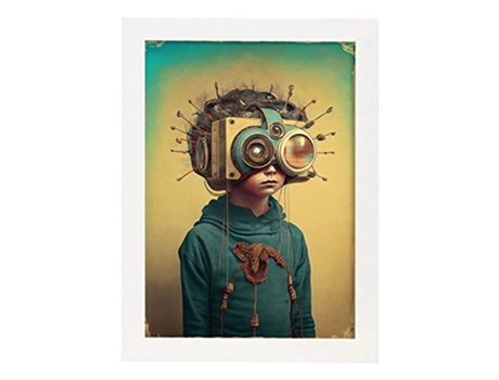 NACNIC Poster Prismáticos En Estilo Surrealismo Cinematográfico Ilustraciones Y Grabados De Historieta Abstracta Y Artística A4 Marcos Blancos