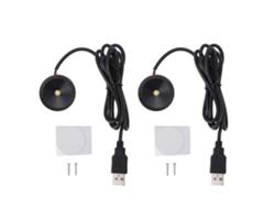 2026-2 Piezas Mini Focos Led Interiores Aluminio Usb 5v Redondo Luz De Énfasis Para Arte Joyería Mostradores Gabinetes Blanco
