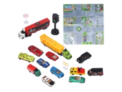 Rebe-conjunto De 14 Coches De Metal Para Niños, Juguetes Educativos Con Mapa, Semáforo Y Señales De Tráfico, Regalo Para Niños