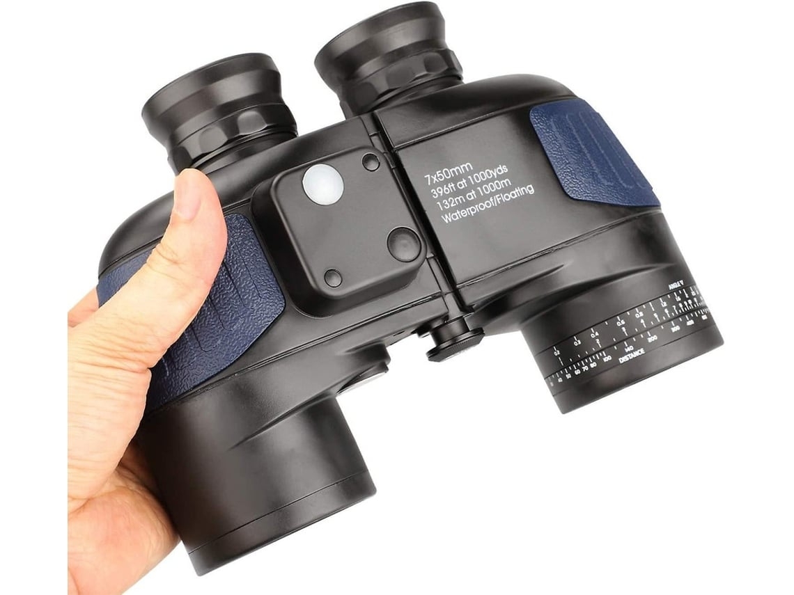 Binoculares náuticos militares Bak4 7x50 con telémetro, brújula y lente grande para amplios campos de visión. Azul Gusshious.