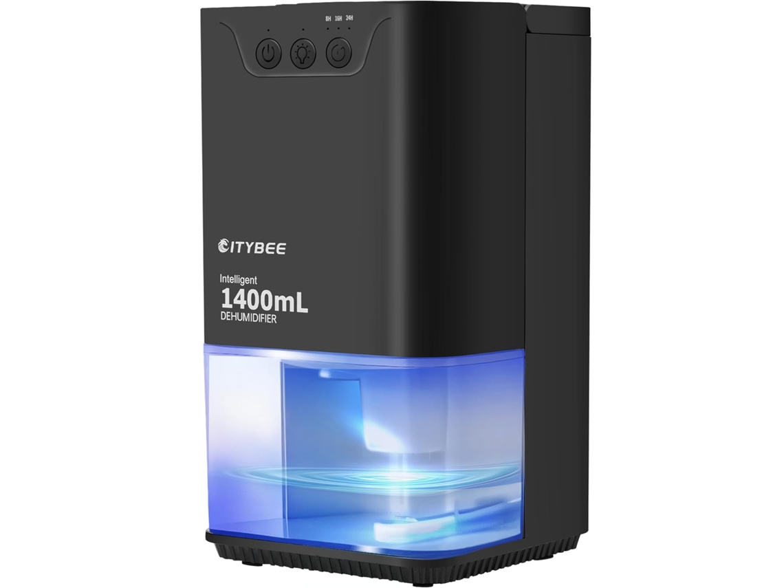 Deshumidificador Nettlife de 1400 ml, con temporizador e iluminación ambiental (negro)