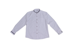 Camisa De Manga Larga Con Cuello Alto, Bolsillo Delantero Y Botones Para Hombre, Azul Oscuro, Xxl