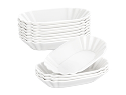 Platos de cerámica para aperitivos, forma ovalada, diseño sólido, 16 piezas